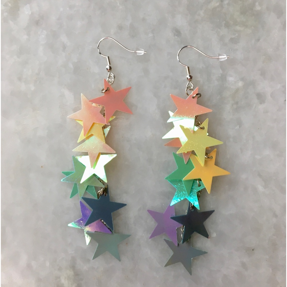 Multicolor Star Dangle Earrings - Picture 5 of 15